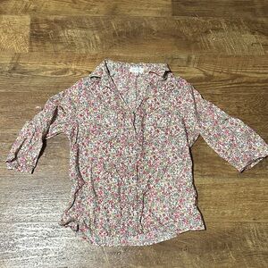 Floral Women's Top - Pink and White